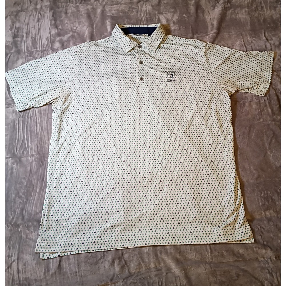 FootJoy TPC Scottsdale Mens 2XL Golf Polo Shirt White Sailboat Palm Tree‎ Print